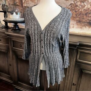 Plus Size Croft & Barrow Gray & Black Accordion Cardigan Sweater Size 1X